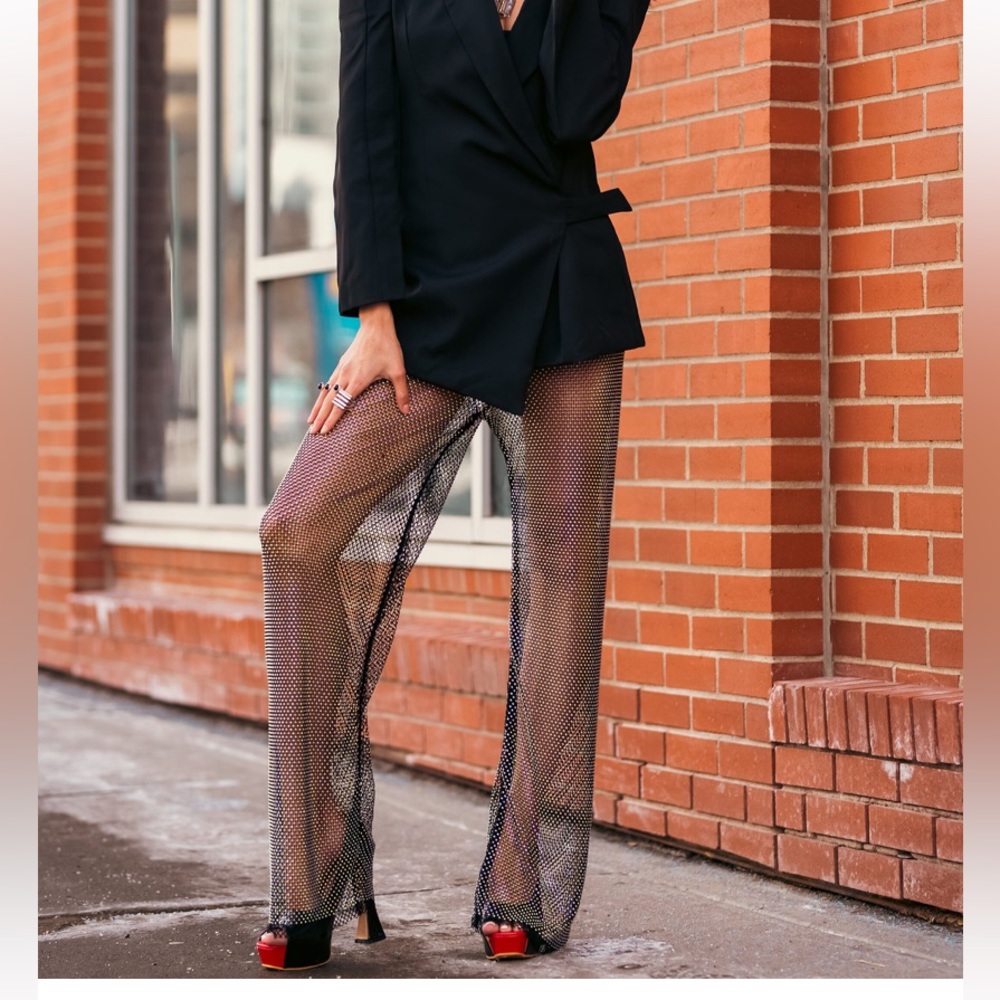 Mesh Rhinestone Pants